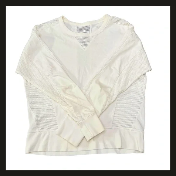 Athleta Rebalance Sweatshirt White Mesh Panel Long Sleeve Cotton Top  Small NWOT - Picture 4 of 14